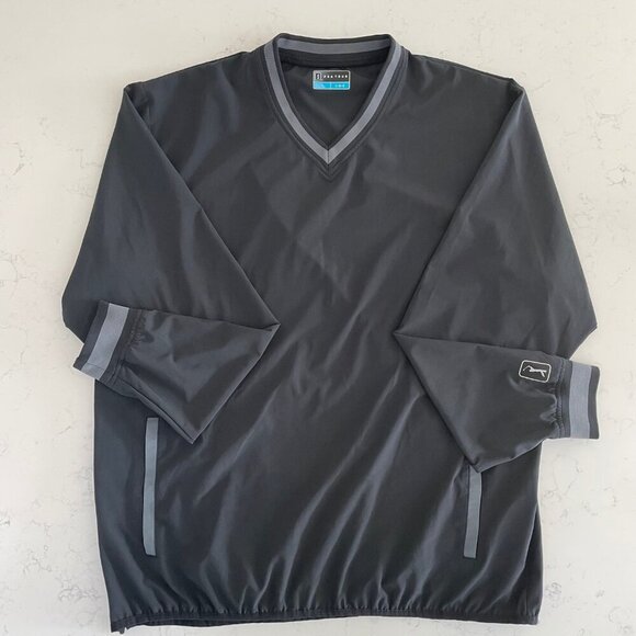 PGA Tour Performance V Neck LS Lightweight Poly Golf Windbreaker Top Blk Grey L - Picture 12 of 12